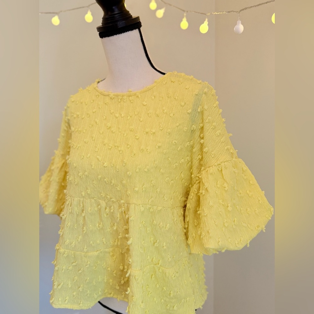 🌾 Bubble Sleeve Ruffled Blouse